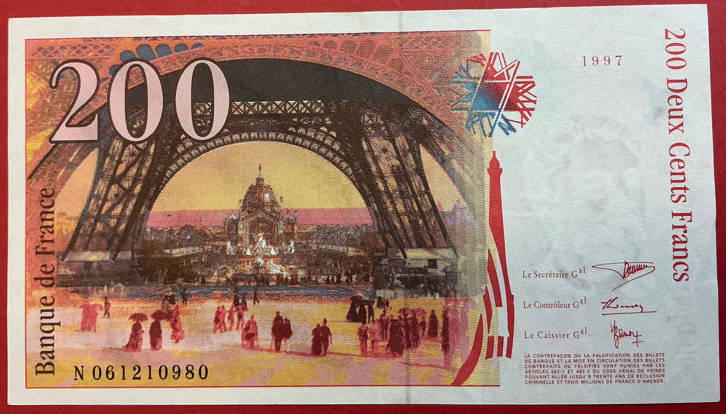 France - 200 Francs 1997 P#159b Kvalitet 1+