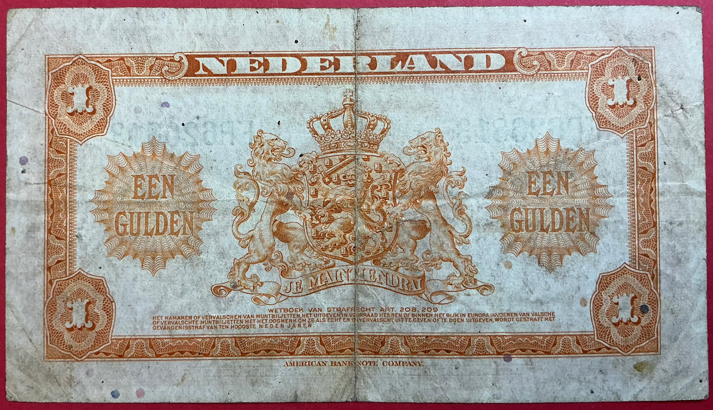 Netherlands - 1 Gulden 4.2.1943 P#64a Kvalitet 1