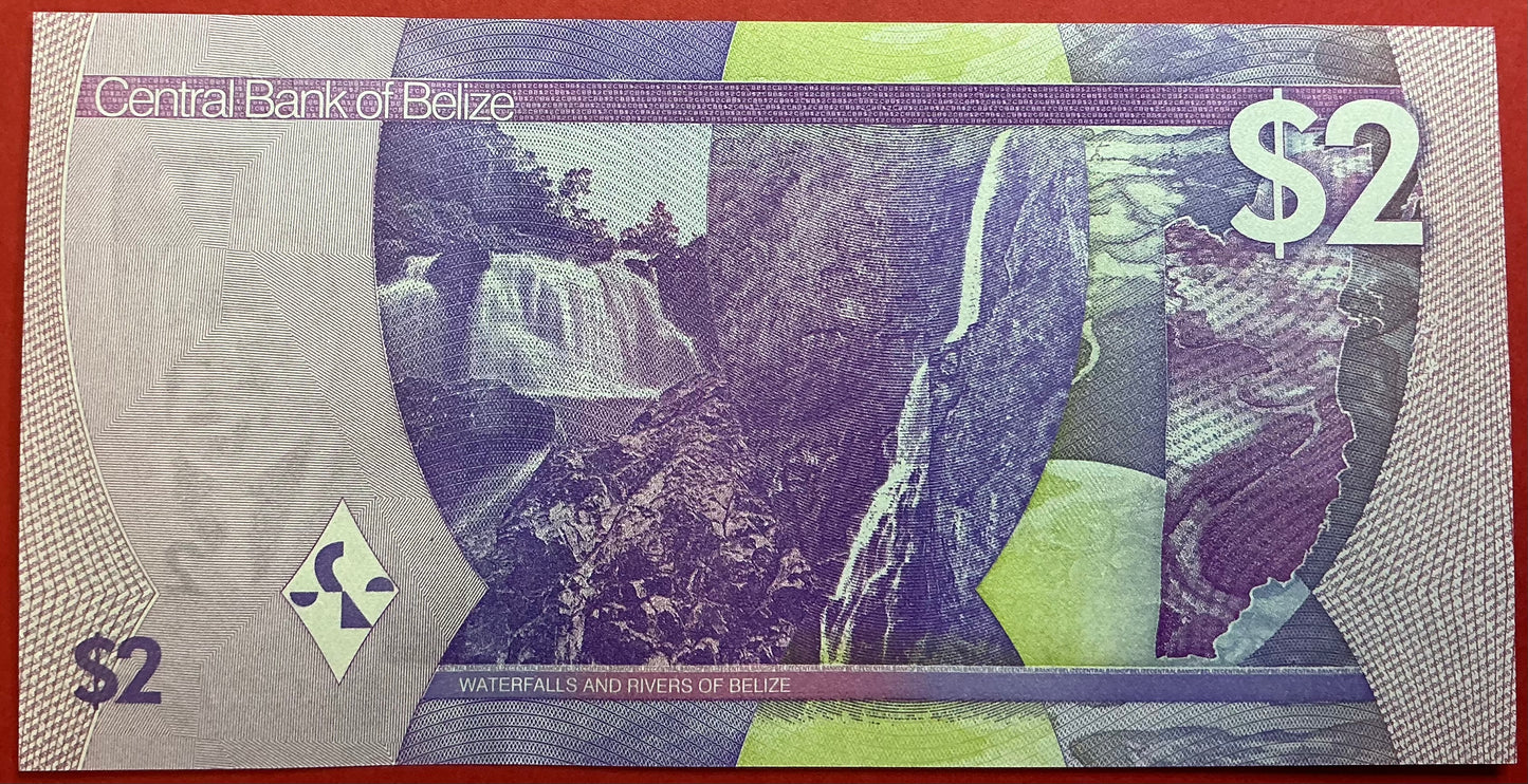 Bellize - 2 Dollars 1.2.2025 P#W73 Kvalitet 0