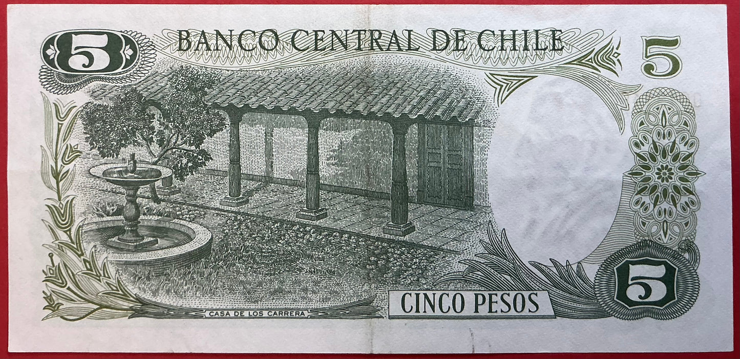 Chile - 5 Pesos 1975 P#149a Kvalitet 1+