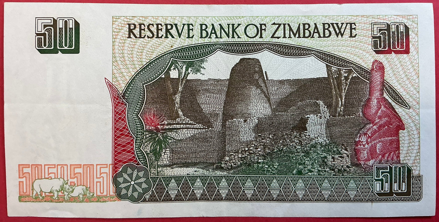 Zimbabwe - 50 Dollars 1994 P#8a Kvalitet 1+