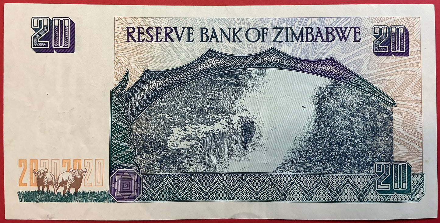 Zimbabwe - 20 Dollars 1997 P#7a Kvalitet 1+