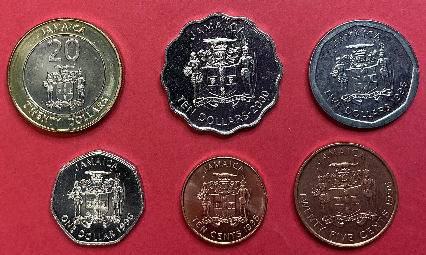Jamaica - 6 Different 1995-2000 Type Set Unc.