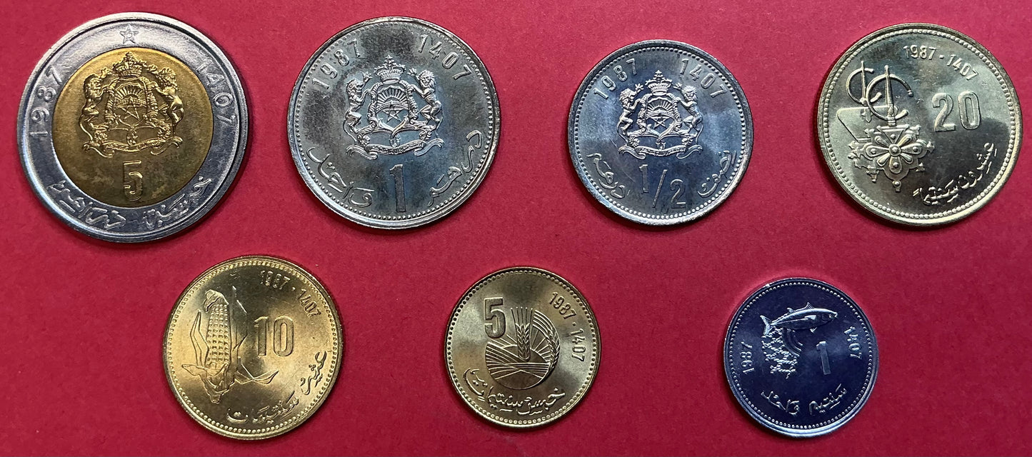 Morocco - 7 Different 1987 Type Set Unc.