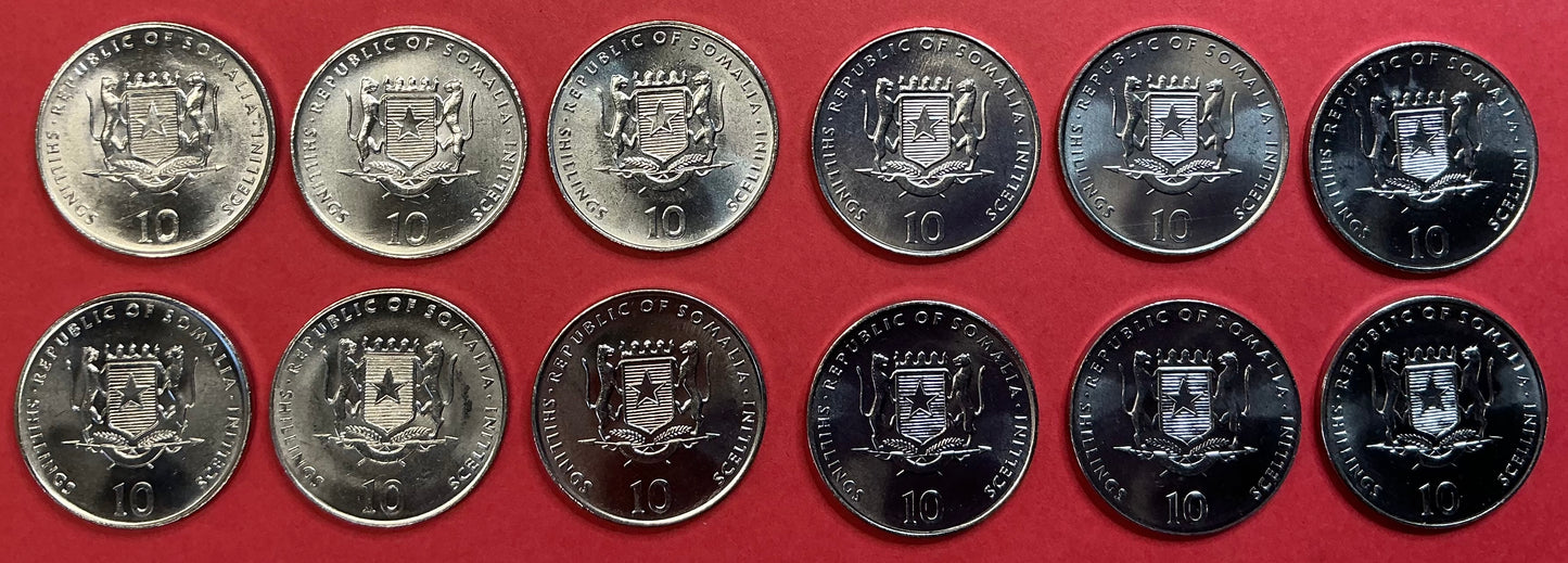 Somalia - 12 Different 10 Shillings 2000 Type Set Unc.