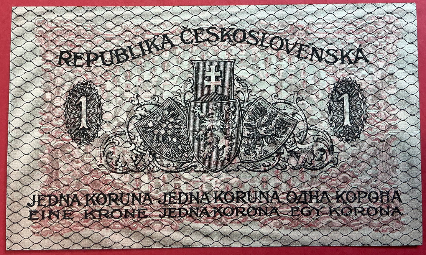 Czechoslovakia - 1 Koruna 1919 P#6a Kvalitet 1+