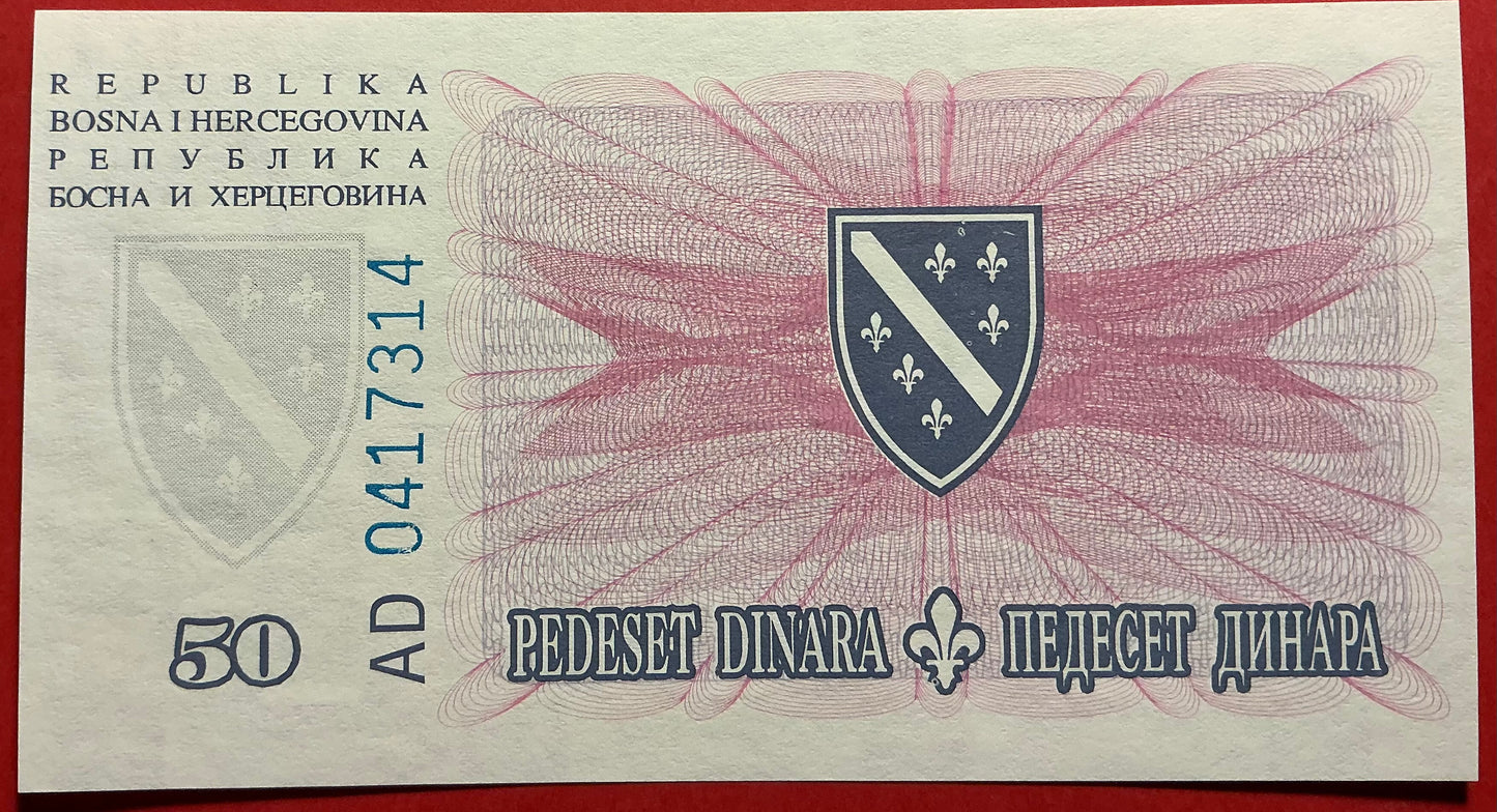 Bosnia Herzegovina - 50 Dinara 1994 P#43a Kvalitet 0