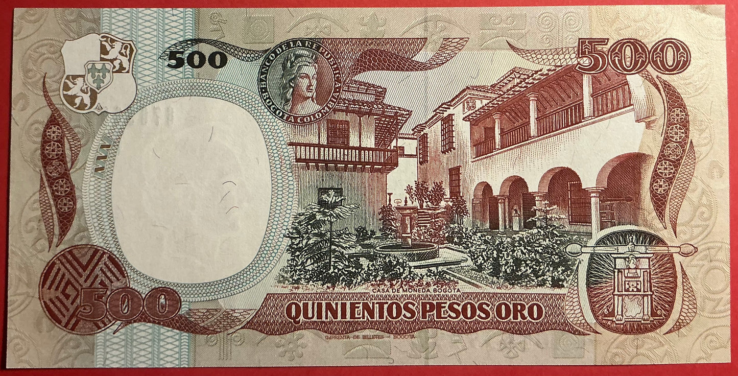 Columbia - 500 Pesos Oro 12.10.1987 P#431 Kvalitet 01