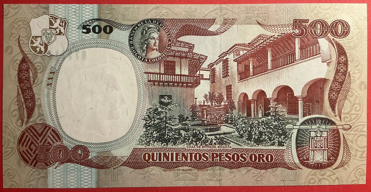 Columbia - 500 Pesos Oro 12.10.1990 P#431 Kvalitet 0