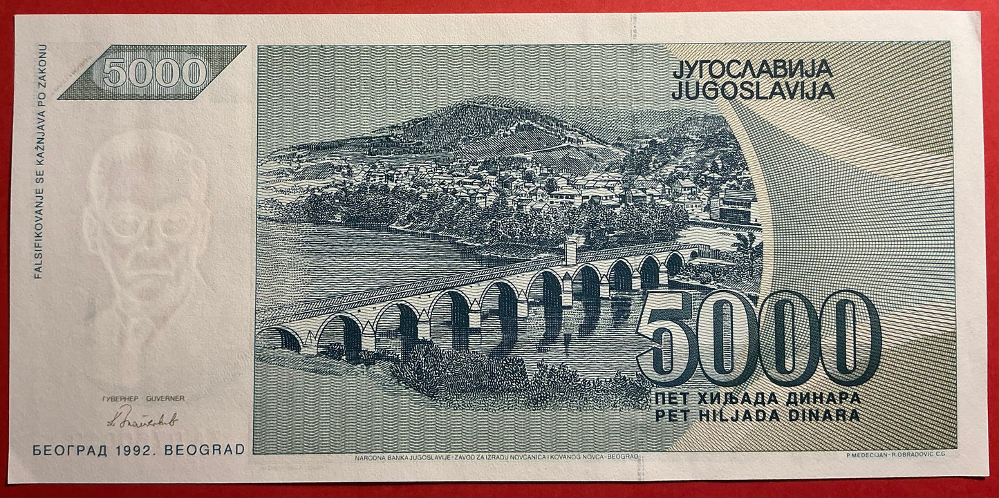 Yugoslavia - 5000 Dinara 1992 P#115 Kvalitet 01