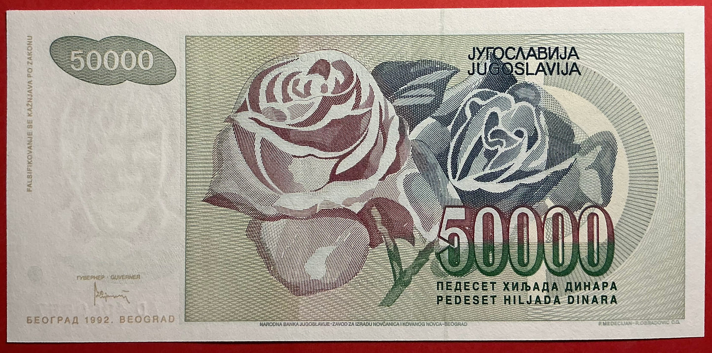 Yugoslavia - 50.000 Dinara 1992 P#117 Kvalitet 0