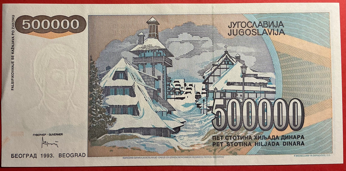 Yugoslavia - 500.000 Dinara 1993 P#119 Kvalitet 01