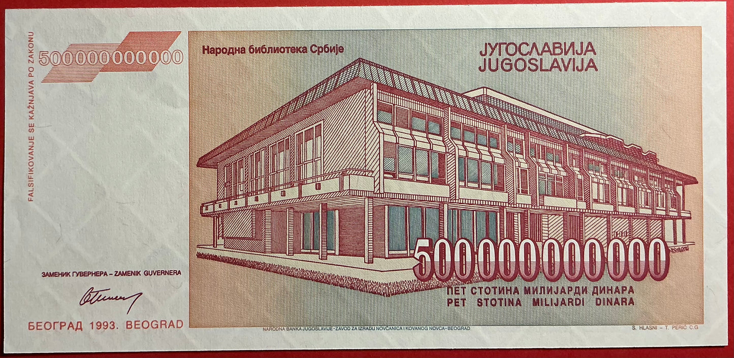 Yugoslavia - 500.000.000.000 Dinara 1993 P#137a Kvalitet 01/0