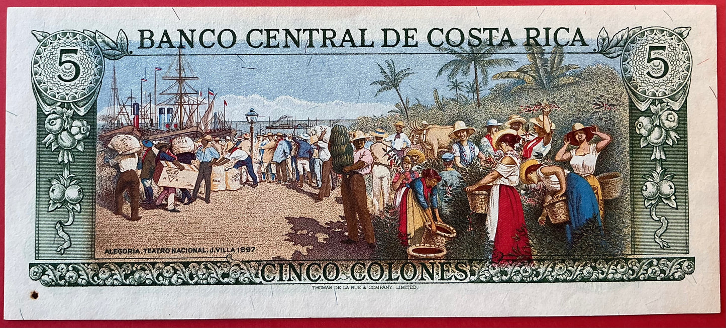 Costa Rica - 5 Colones 12.3.1981 P#236d Kvalitet 0