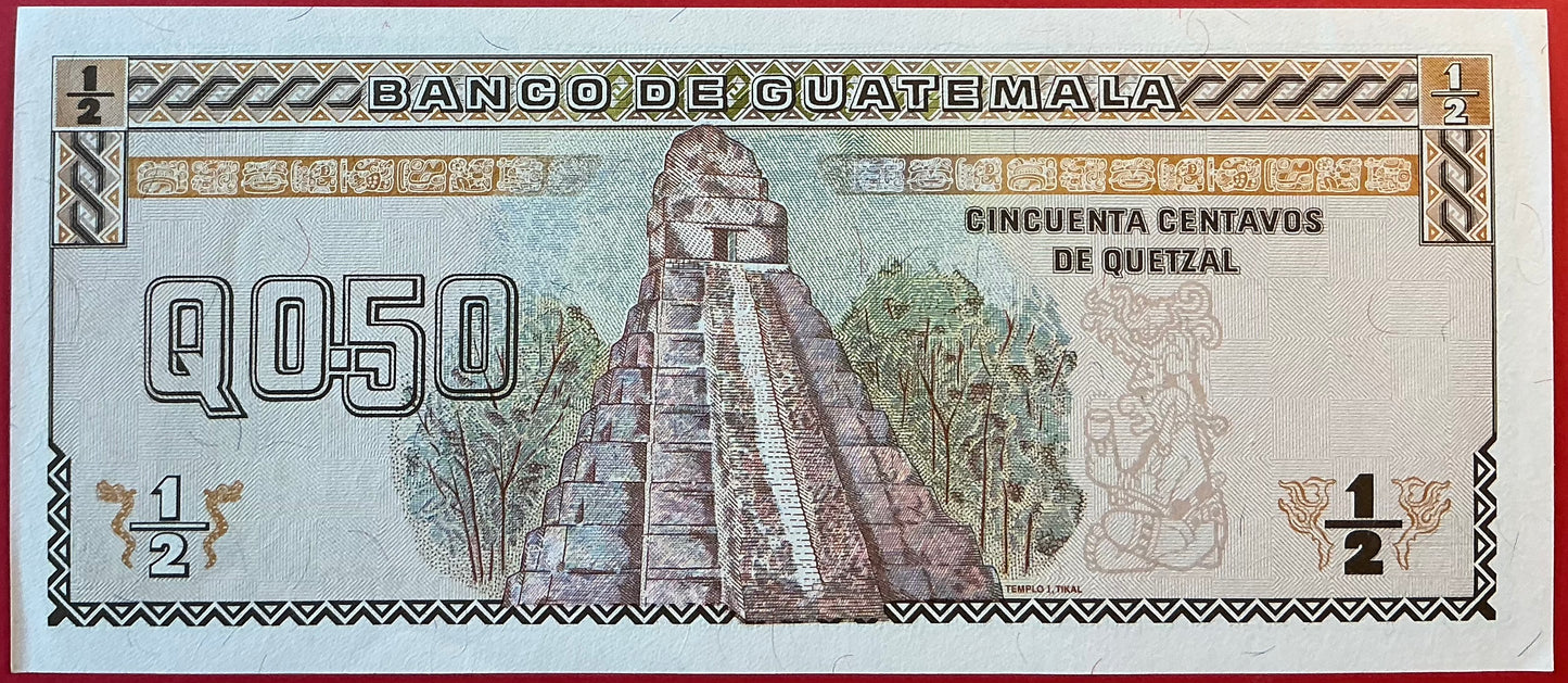 Guatemala - 1/2 Quetzal 27.9.1994 P#86b Kvalitet 01