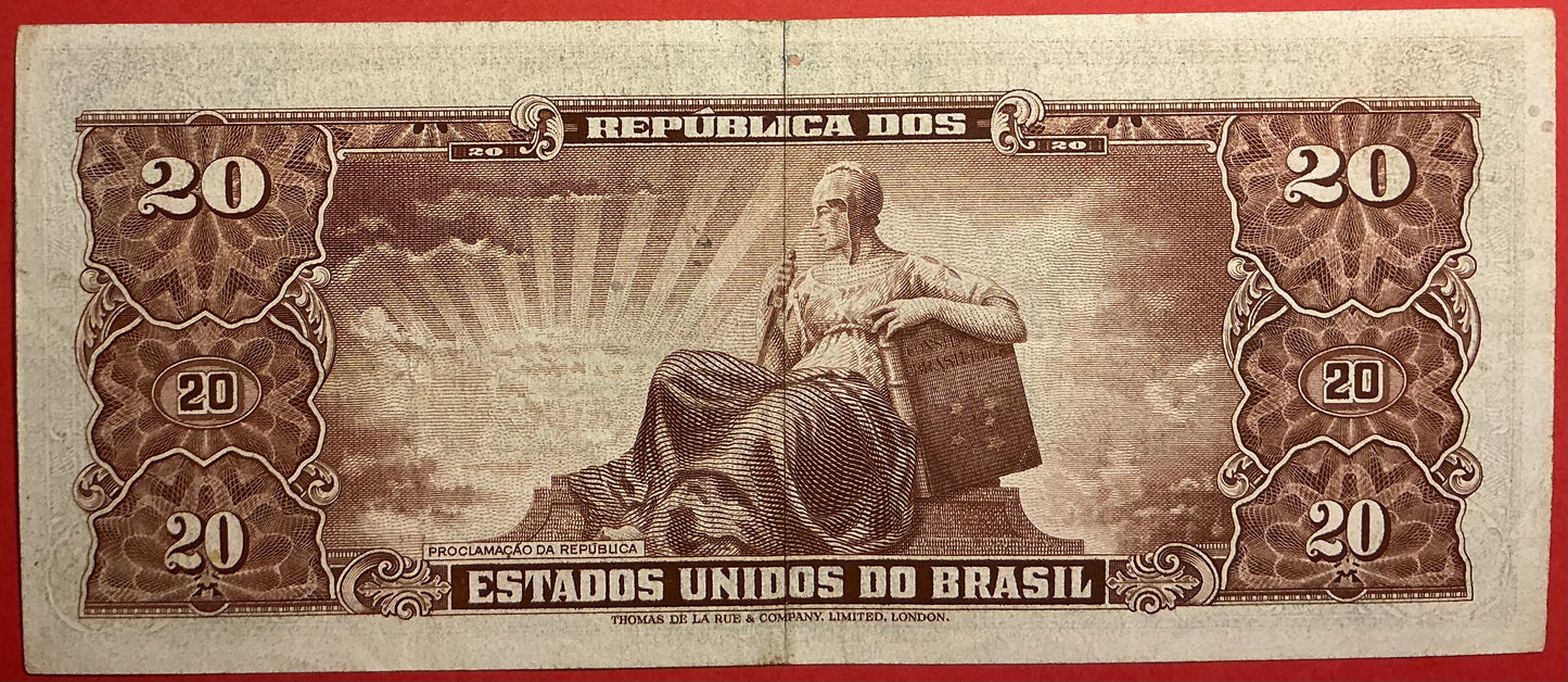 Brazil - 20 Cruzeiros (1955-61) P#160b Kvalitet 1+