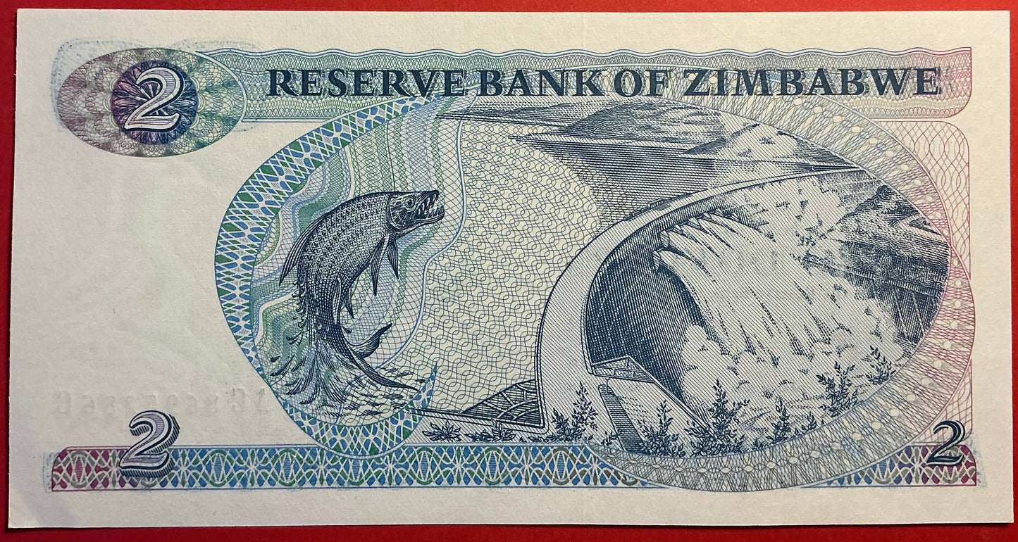 Zimbabwe - 2 Dollars 1994 P#1c Kvalitet 01/0