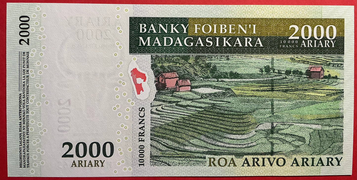 Madagascar - 2000 Ariary 2007 P#93a Kvalitet 0