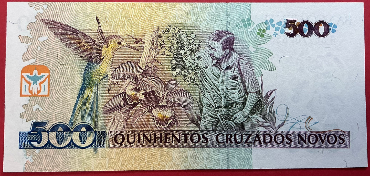 Brazil - 500 Cruzeiros on 500 Cruzados Novos (1990) P#226b Kvalitet 0