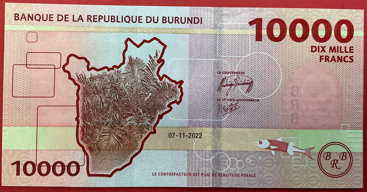 Burundi - 10.000 Francs 7.11.2022 P#W59 Kvalitet 01/0