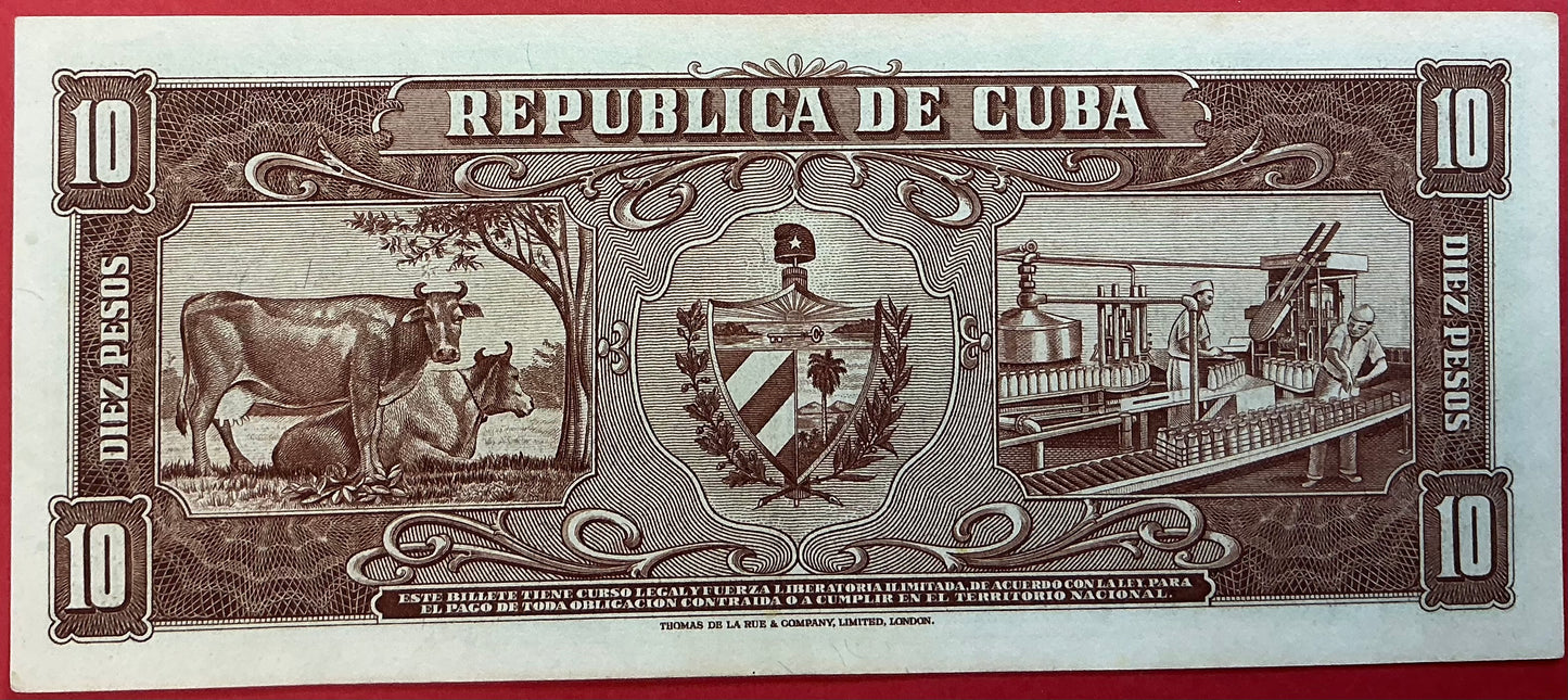 Cuba - 10 Pesos 1960 P#88c Kvalitet 1+/01