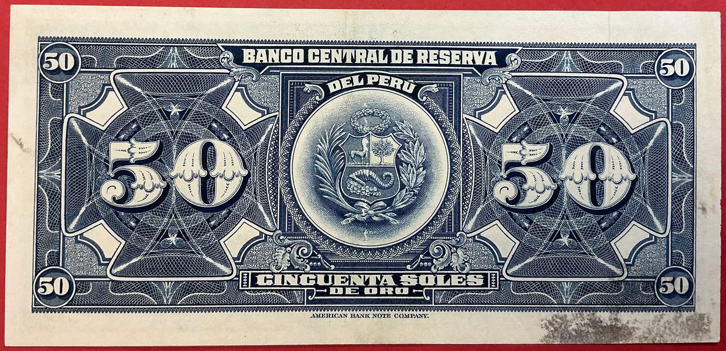 Peru - 50 Soles de Oro 20.8.1965 P#89a Kvalitet 1+/01