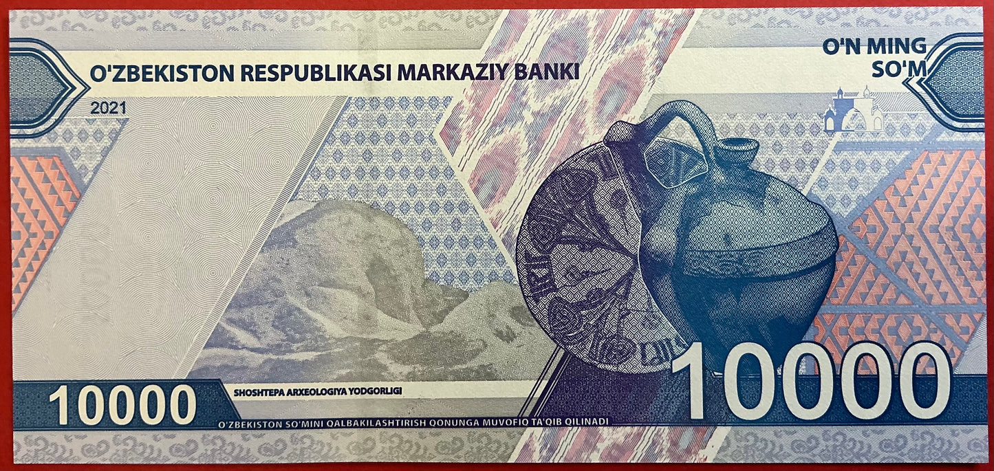Usbekistan - 10.000 Sum 2021 P#W89 Kvalitet 0