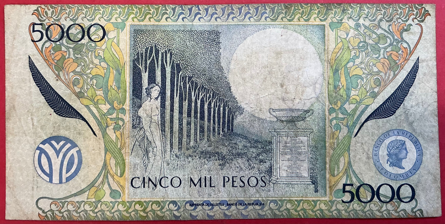 Colombia - 5000 Pesos 2.9.2013 P#452 Kvalitet 1/1+