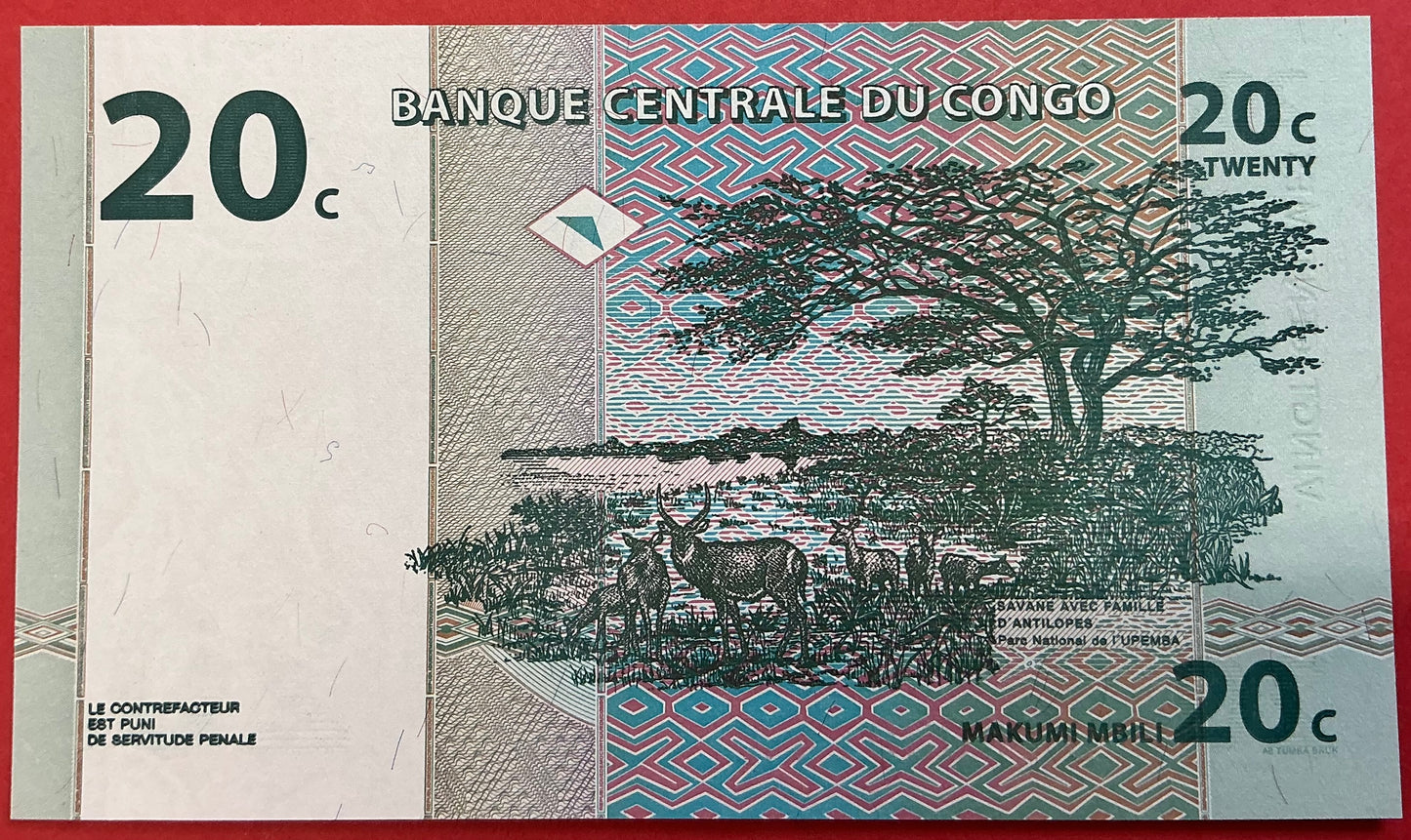 Congo Democratic Republic - 20 Centimes 1.11.1997 P#83a Kvalitet 0