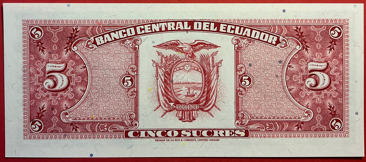 Ecuador - 5 Sucres 22.11.1988 P#113d Kvalitet 0