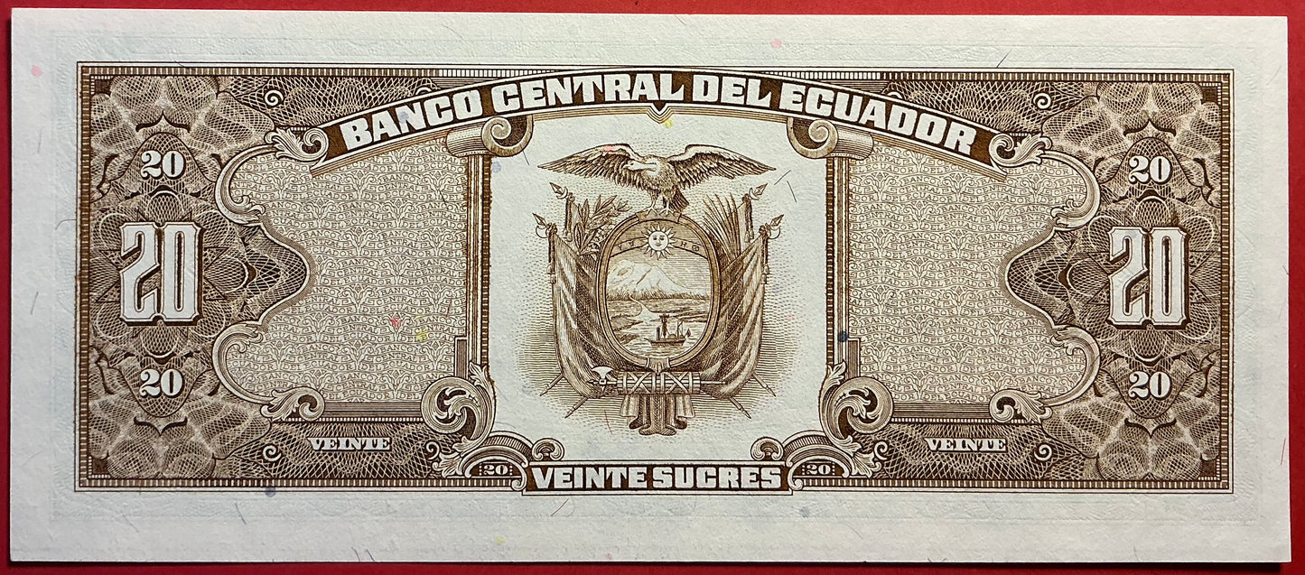 Ecuador - 20 Sucres 22.11.1988 P#121Aa Kvalitet 0