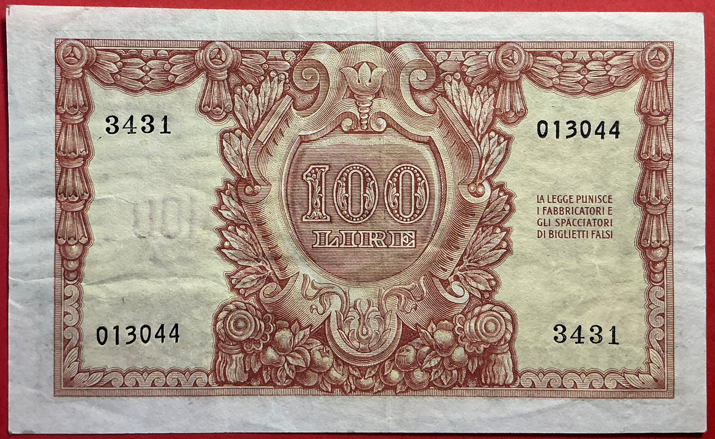 Italy - 100 Lire 31.12.1951 P#92b Kvalitet 1+