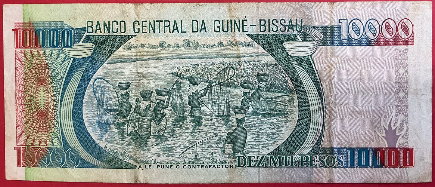 Guinea-Bissau - 10.000 Pesos 1.3.1993 P#15b Kvalitet 1/1+