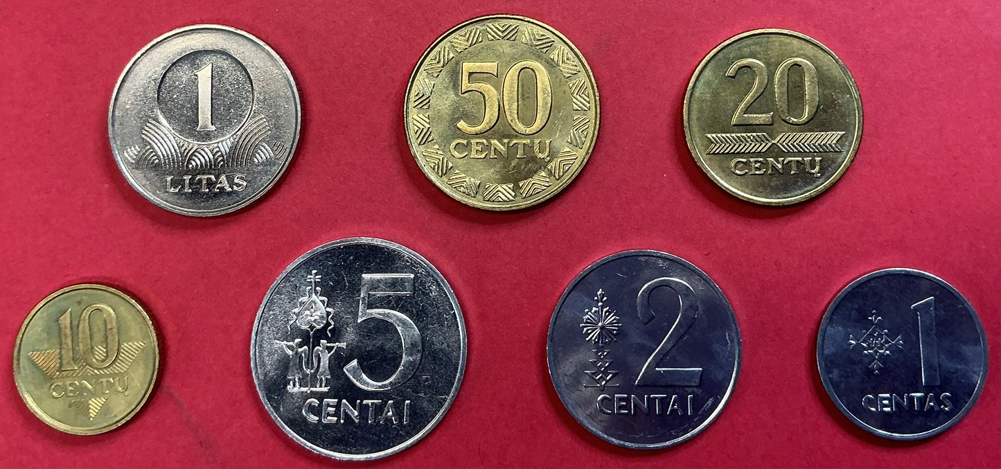 Lithuania - 7 Different 1991-2001 Type set Unc.