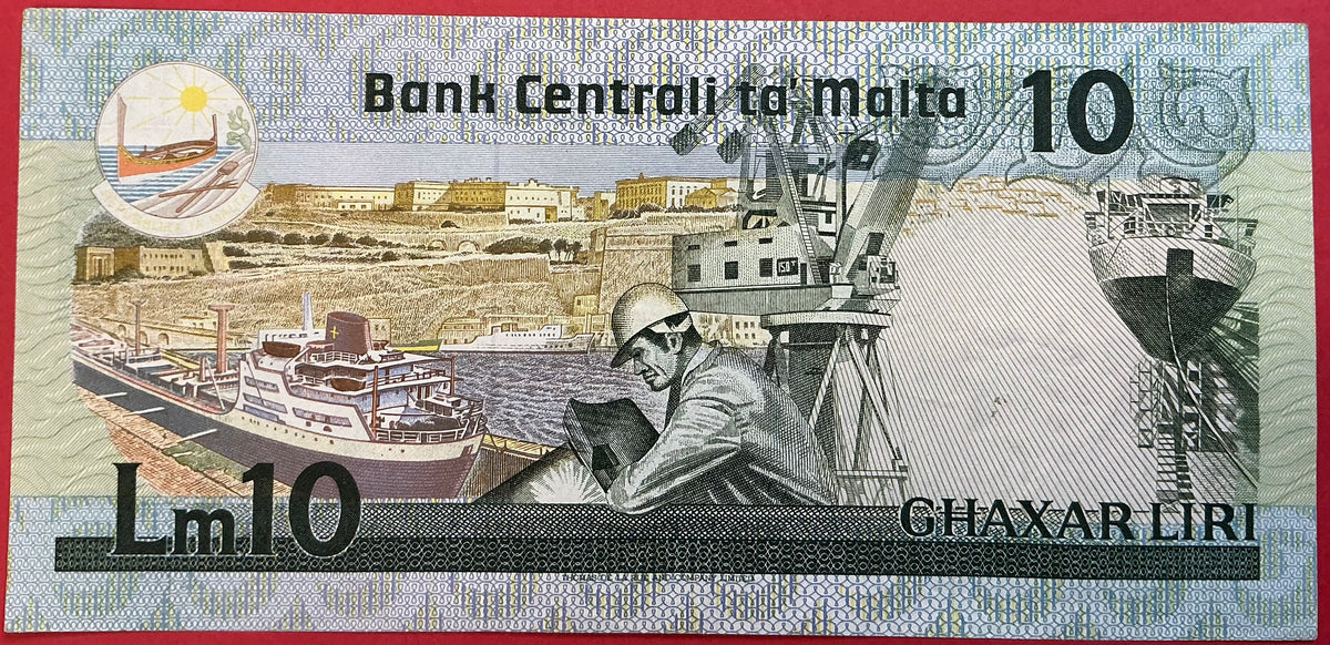 Malta - 10 Liri (1986) P#39a Kvalitet 1+