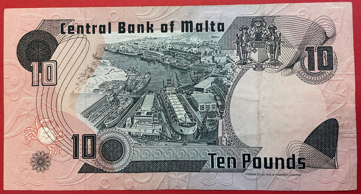 Malta - 10 Liri (1979) P#36b Kvalitet 1+