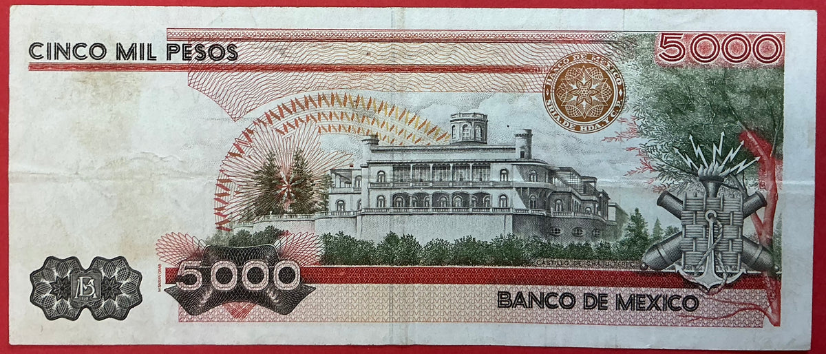 Mexico - 5000 Pesos 19.7.1985 P#87 Kvalitet 1/1+