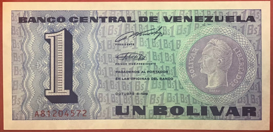 Venezuela - 1 Bolívar 5.10.1989 P#68 Kvalitet 0