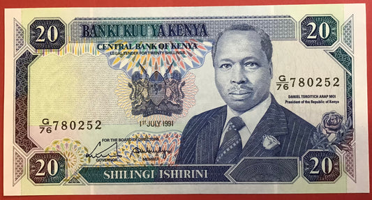 Kenya - 20 Shillings 1.7.1991 P#25d Kvalitet 0