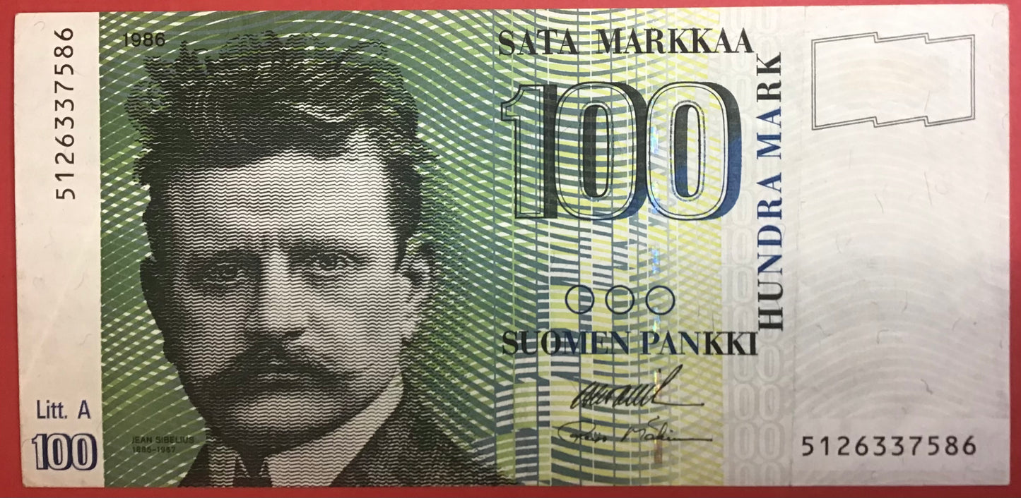 Finland - 100 Markkaa 1986 P#119 Kvalitet 1+
