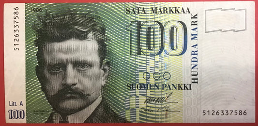 Finland - 100 Markkaa 1986 P#119 Kvalitet 1+