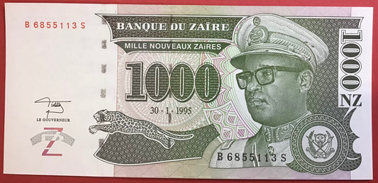 Zaïre - 1000 Nouveaux Zaïres 30.1.1995 P#66a Kvalitet 0