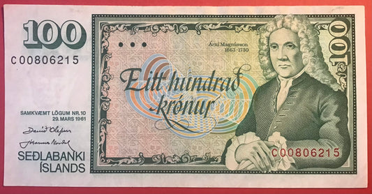 Iceland - 100 Krónur (1981) P#50a Kvalitet 1+