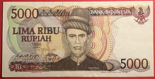 Indonesia - 5000 Rupiah 1986 P#125 Kvalitet 01