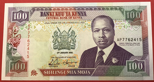 Kenya - 100 Shillings 2.1.1992 P#27d Kvalitet 0