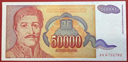 Yugoslavia - 50.000 Dinara 1994 P#142a Kvalitet 01