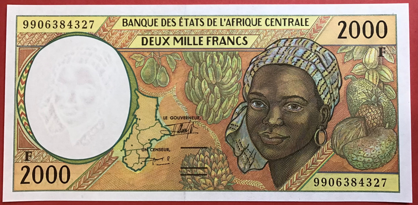 Central African Republic/Republic - 2000 Francs 1999 P#303Ff Kvalitet 0