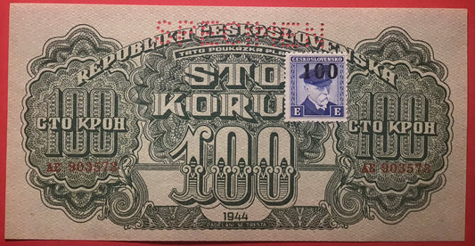 Czechoslovakia - 500 Korun (1945- old date 1944) P#53s *Specimen* Kvalitet 01/0