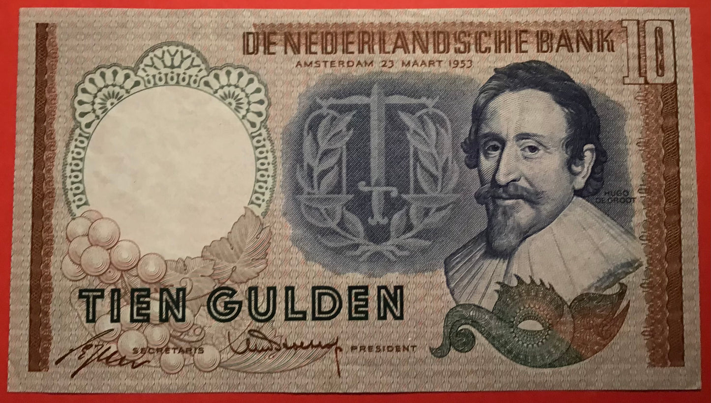 Netherlands - 10 Gulden 23.3.1953 P#85 Kvalitet 1+/01