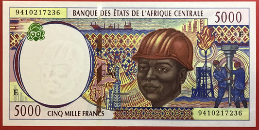 Central African Republic/Cameroun - 5000 Francs 1994 P#204Ea Kvalitet 0